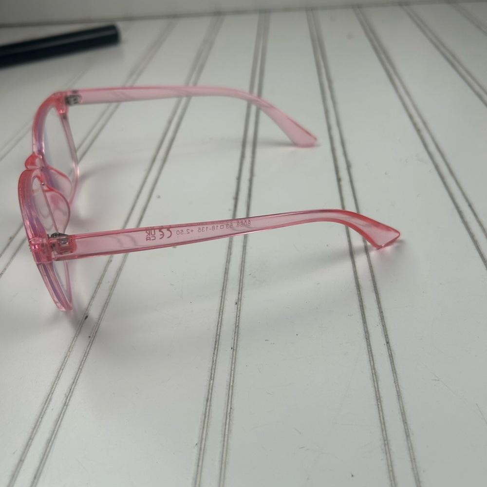Women’s Pink Transparent Frame Rectangular Eyegla… - image 5
